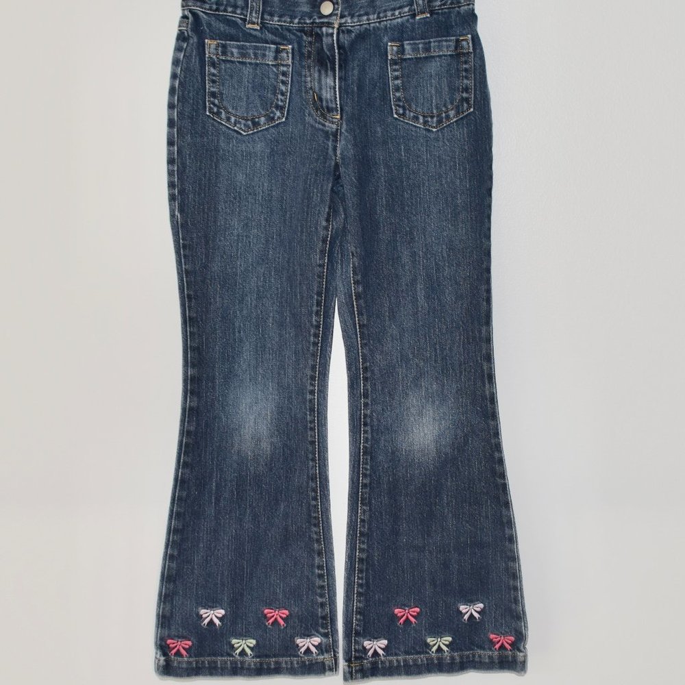 Gymboree Denim Flare Jeans with Embroidered Bows- Size 7